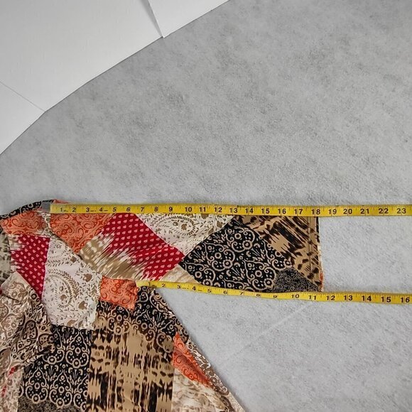 Chico's Women's Bohemian Patchwork, Asymmetrical Hem Pullover Blouse Size 2 (L) - Picture 10 of 15